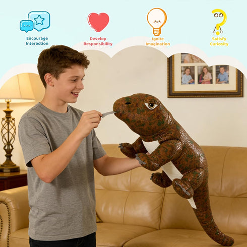 32" MorisMos Giant Komodo Dragon Stuffed Animal Pillow, Plush Komodo Dragon Toy for Kid Girl Boy Birthday Gift