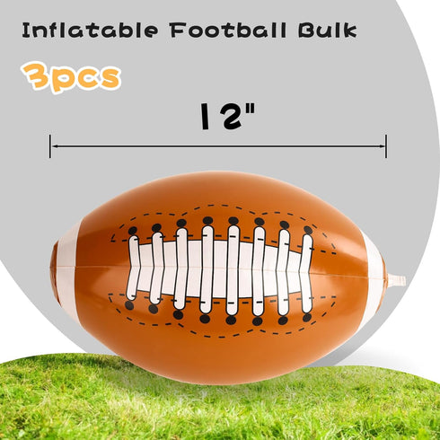 LovesTown Inflatable Footballs - 12 Inch Blow Up Footballs for Kids Beach Party Supplies (3 Pack)