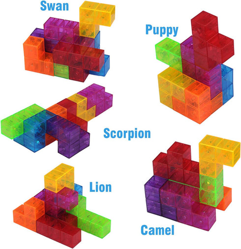 WorWoder 3D Set 7 54 Kids Magnetic Building Blocks Magic Magnetic Puzzle Cubes, of Multi Shapes Magnetic Blocks