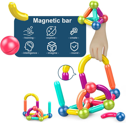 Large Magnetic Blocks (42pcs) - Magnetic Toys for Kids Ages 3-5, STEM Construction & Montessori Toys for Toddlers 1-3