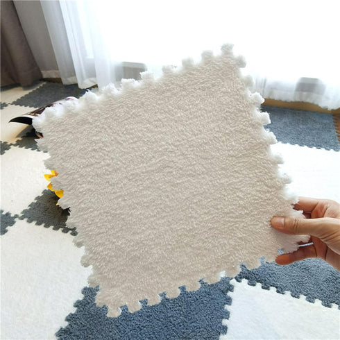 10pcs Decoration(11.8x11.8in, Plush Puzzle Foam Floor Mat, Soft Fluffy Interlocking Square Foam Tiles Area Rugs Carpet