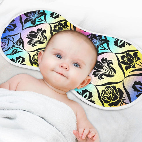 decor gift 4 Pack 22x11in Cotton Newborns Burp Cloths Soft Touch Purple Silhouette Flower Black spit up Cloth