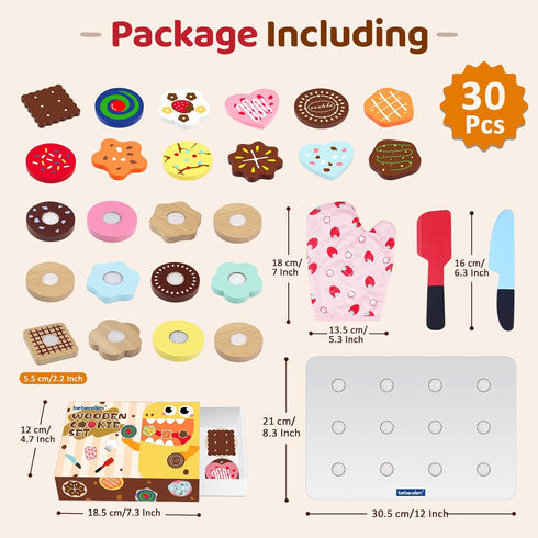 Set 1-3 3 4 5 Wooden Cookie Play Food for Kids Kitchen Accessories Food Toys for Toddlers Pretend Play Slice and Bake