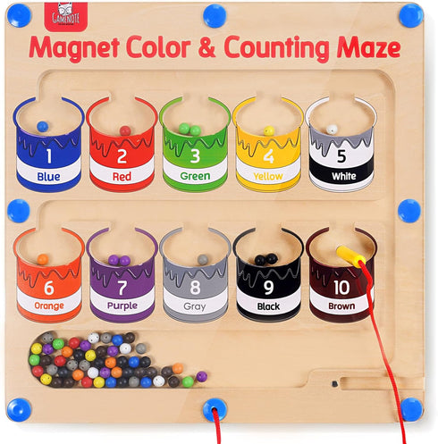 GAMENOTE Magnetic Color and Number Maze - Montessori Fine Motor Skills Toys for Boys Girls 3-5 Years Old, Learning