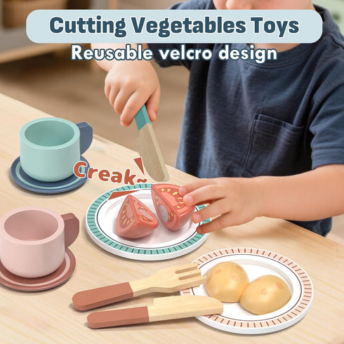 Sets Sets 3-5, Lehoo Castle Wooden Play Kitchen Accessories, Play Pots and Pans for Kids, Play Food for Kids Kitchen