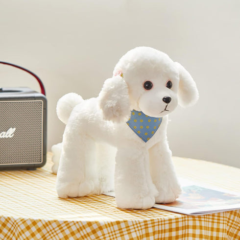 Athoinsu Realistic White Poodle Puppy Stuffed Animal Soft Adorable Hugging Puppy Dog Plush Toy Children's Day Holiday Birthday for Toddler Kids, 12"