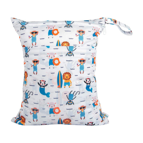 babygoal Wet Dry Bags for Baby Cloth Diapers, 3 Pack Washable Travel Bags for Beach, Pool, Gym with Two Zippered Pockets