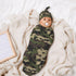 Sozzjile Set, Camo Baby Stuff Swaddle Blanket with Headband and Beanie Newborn Swaddle Sacks Infant Shower Gift
