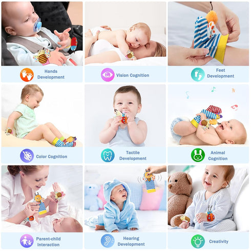 Bloobloomax Baby Rattles Toys for 0-12 Month, Infant Girl Boy Toys Set with Wrist Rattle Socks
