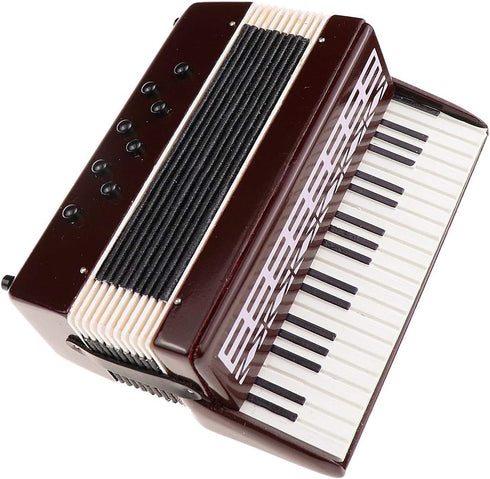 Dselvgvu Miniature Accordion with Case, Collectible Musical Instrument Replica for Dollhouse Decoration (Red)
