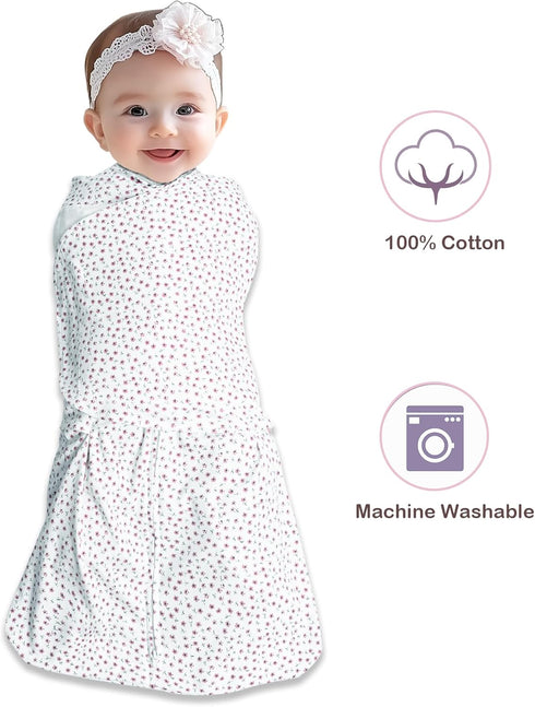 2 Pack,Swaddles 3-6 Months,3-Way 100% Cotton,12-18 lbs,1.0 Baby Sleep sack Swaddle Adjustable Wearable Transition