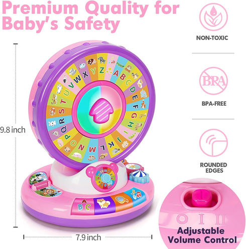 1 12-18 1-3 Learning Toy for Year Old Girls, Interactive Spin and Sing Musical Toys for Toddler Months, Learning Games