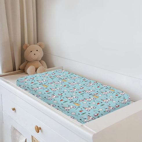 ZoUbqchY 32''16'' Blue Golf Changing Pad Covers for Baby Girls Boys Sports Golfing Fitted Changing Table Cover Mats