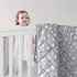 Baby Comforter for Boys and Girls, Quilted Grey Star Print, Ultra Soft Down Alternative, 39x47 Inches