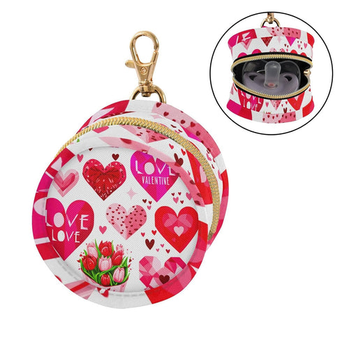 Valentines Heart Round Pacifier Storage Case with Zipper, Portable Pacifier Case for Travel, Diaper Bag & Purse