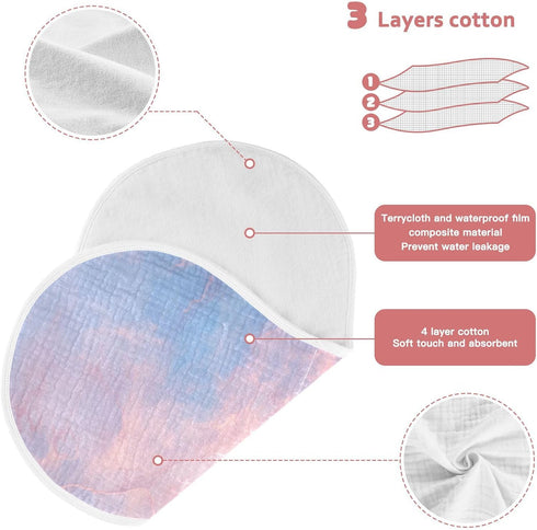 decor gift 4 Pack 22x11in Cotton Burp Cloths Soft and Absorbent? Blue Rose Marble Texture Chic Baby spit up Rags