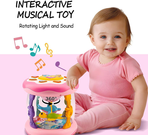 12 Tummy 12-18 1 2 3 Baby Girl Toys Months, Musical Rotating Light Up Infant Toys Time for Infant Months, Crawling