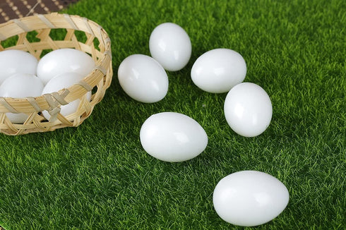 Dong Huang 10pcs Eggs37mm*27mm Solid Parrot Plastic Fake Eggs Realistic, Simulated Fake Bird Eggs for Hatching, Mini