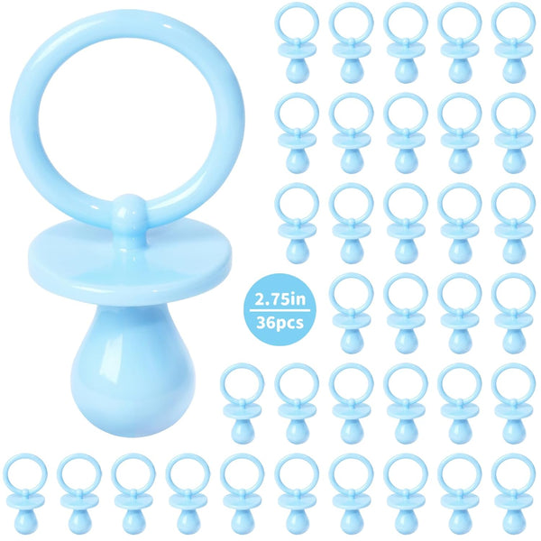 36 Plastic Pacifiers for Baby Shower Game, 2.75 Baby Shower Pacifiers, Blue