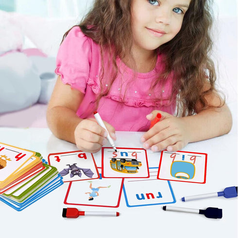 100 Short Vowel Spelling Flashcards, Handwriting Cards to Learn CVC Sight Words for Kindergarten Learning Activities,