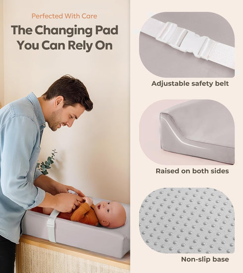 Mallify Baby Changing Pad, Waterproof & Wipeable Vegan Leather Diaper Changing Mat, Non-Slip Changing Pad for Dresser