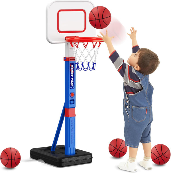 HYES Toddler Basketball Hoop, 55" Height Adjustable Basketball Hoop for Kids 3-5,
