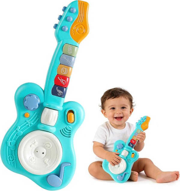 Didklom Children's Guitar Piano Learning Toy, 4-in-1 Educational Gift, with Touch Strings, Suitable