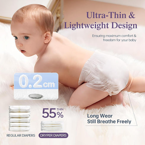 DRYPER 6 (35+ lbs), 3D 30 Baby Diaper, Disposable Diaper Newborn Nappies Size Leak Guards & Wetness Indicator