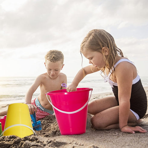Holady Summer Accessory(4 Pack) Large Sand Beach Buckets Pail,Sand Bucket Water Bucket for Beach Fun Great Party