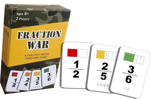 2nd 3rd 4th 5th (4 Pack) Fraction War Math Game - Fun Math Game to Learn, Compare and Simplify Fractions for Grade
