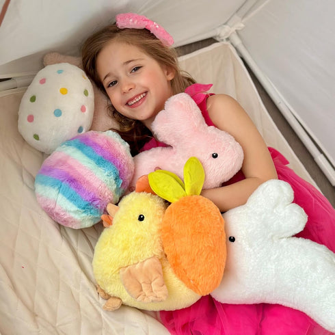 6 Pack Set MaoGoLan Plush Pillow Easter Stuffed Animals Bulk with Rabbit Shaped Throw Pillows Easter Egg Plush for Kids