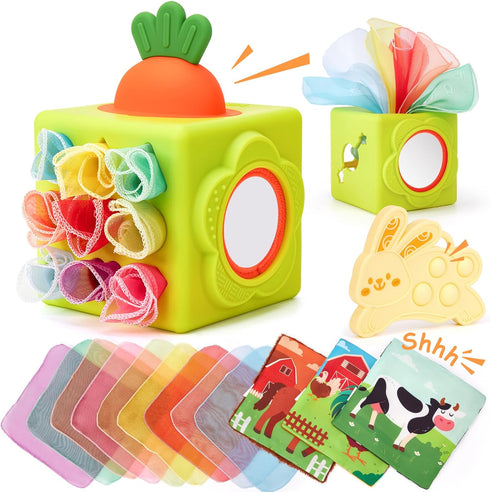 hahaland Silicone Baby Tissue Box Toy - Baby Toys 6-12 Months Montessori
