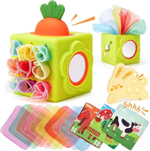 hahaland Silicone Baby Tissue Box Toy - Baby Toys 6-12 Months Montessori