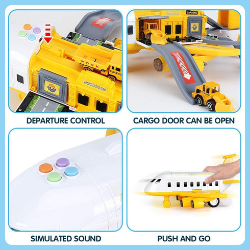 25 Pack Set 6 11 3 4 5 6 Transport Construction Airplane Toy Play Vehicles for Kids Gifts, with Construction Die-cast