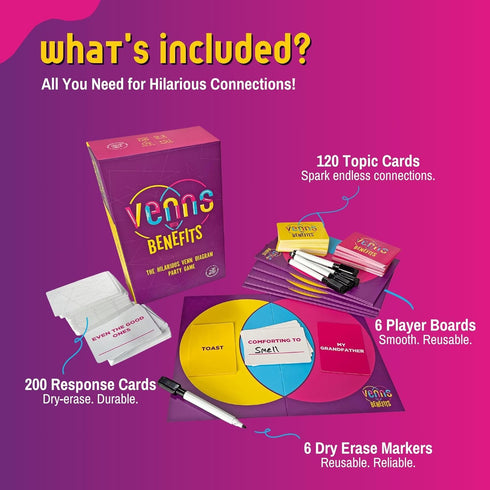 VENNS WITH BENEFITS 3+ Fun Board Game About Venn Diagrams for Players, Teens & Adults, Perfect for Friends & Family