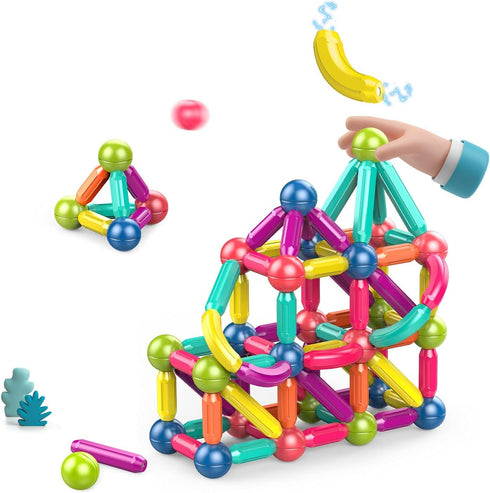 Large Magnetic Blocks (42pcs) - Magnetic Toys for Kids Ages 3-5, STEM Construction & Montessori Toys for Toddlers 1-3