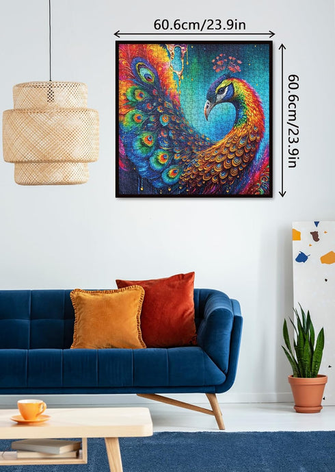 Peacock Puzzle - 1000 Piece Puzzle for Adults - Colorful Peafowl Jigsaw Puzzles Beautiful Bird Art