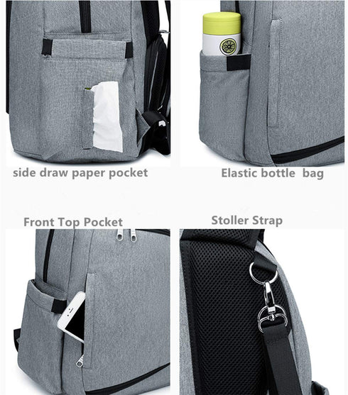 CFUN Backpack Travel Diaper Bag for Dad, Baby Bag for Men Changing Pad,Stoller Strap Unisex Toddler Gear (Black)