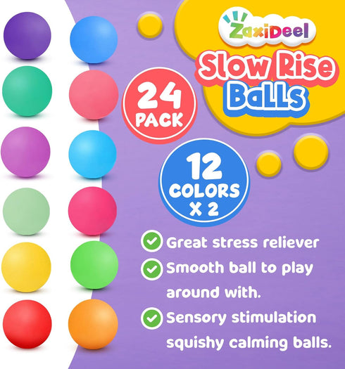 24 Pack Squishy Stress Balls for Kids - Dough Squishy Fidget Toys for Anxiety Relief, Classroom Prize Party Favors Bulk