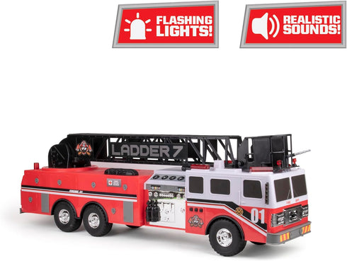 Titan Firetruck - 29" Realistic Toy with Lights, Sound & Working Ladder for Kids, 2 AA Batteries Included