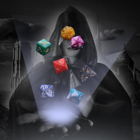 49 Pieces DND Dice Set - Polyester D&D Dice with 7 Pockets, 7 Sets for RPG DND MTG (D4, D6, D8, D10, D12, D20)