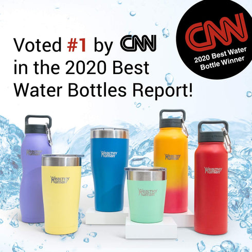 Healthy Human FLIP N SIP Lid - Leak-Proof Water Bottle Cap, Dishwasher Safe with Snap Metal Clip