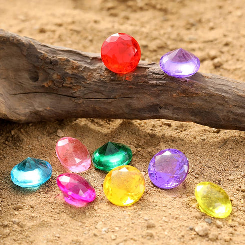 Diving Gem Pool Toys Sand Toys, 14 Color Diamond Treasure Chest Summer Swimming Gems Pirate Diving Toy Set