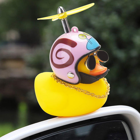 wonuu Rubber Duck Car Decorations, Cute Yellow Duck Dashboard Ornaments with Propeller (Snail-Y)