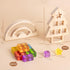 Set 24 3-6 Woodtoe Wooden Building Blocks for Kids, Rainbow & Christmas Tree Wood Frame - PCS Acrylic Gem Cubes