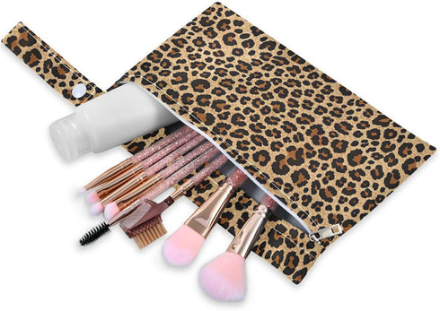 Gravopti Set 2, Brown Leopard Print Wet Dry Bags of Reusable Waterproof Organizer with Zipper Pockets for Baby Diapers