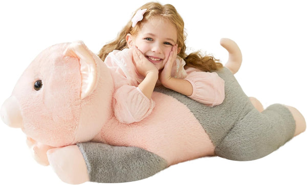 IKASA Giant Fragrant Pig Stuffed Animal Plush Toy, 30" Jumbo Soft Toy, Cute Fluffy Oversized Plushie for Kids