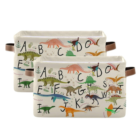 Emelivor Closet ABC Dinosaurs Storage Bin Collapsible with Handle Rectangle Waterproof ABC Dinosaurs Basket for Storage