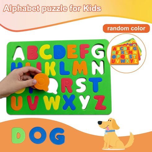 Magnetic Alphabet Puzzle for Toddlers - Foam Letters, Fridge Magnets for Preschool ABC Learning Toys, Random Color