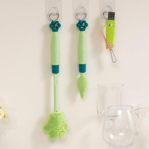 Chemimoso 10.5-13.8in Adjustable Handle Length Water Cup Cleaner Bottle Brush, Silicone Baby Bottle Brush, Pot Brush